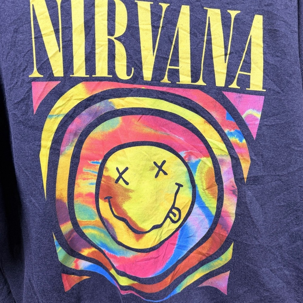 Nirvana Smile Graphic Sweatshirt Dark Gray Oversized Crew Neck Pullover